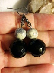 Artisan Dark Purple Agate Bracelet Size Small 2″ Dangle Earrings Set