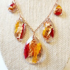 Handmade Real Sunflower Petal Resin Necklace 14k Rose Gold Chain 18″ Nickel Free