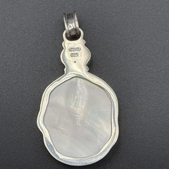 Sajen 925 Sterling Silver Mother of Pearl & Druzy Stone Cameo Goddess Pendant