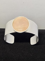 Vintage DTR Jay King Sterling Silver Rose Quartz Cuff Bracelet 55.4 Grams