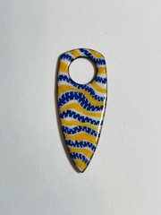 Enameled Copper Charm Enameled copper pendant blue yellow white handmade jewelry