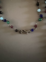 Vintage Meenakari India Silver and enamel on beaded chain Necklace 19”