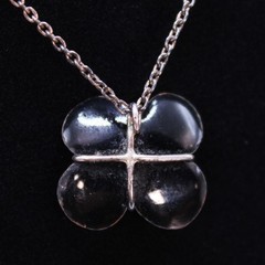 925 Sterling Silver Black Enamel Artisan Style Flower Pendant Necklace Unique