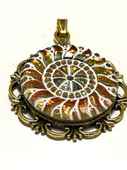 NEW ITEM* HUGE! FIERY VTG SCULPTED IRIDESCENT VOLCANO CZECH GLASS PENDANT
