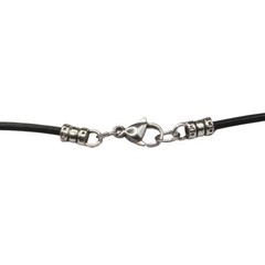 Titanium Steel Cross † on Hand Knotted Black Leather Necklace