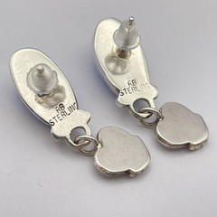 Sterling Silver Denim Lapis Heart Dangle Earrings Cute Small Blue Earrings