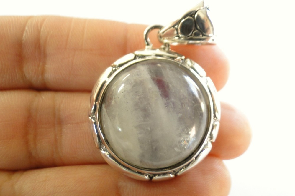 Rainbow Moonstone Solitaire 925 Sterling Silver Pendant