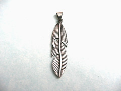 OXIDIZED SILVER 925K FEATHER HANDCRAFTED PENDANT GREECE