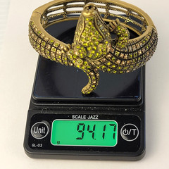 Heidi Daus Alligator Hinged Cuff Bangle Bracelet Olivine Peridot Crystal 7″