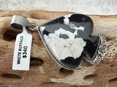 Sterling Silver Native Style SW Genuine Otteson Bros White Buffalo Spade Pendant