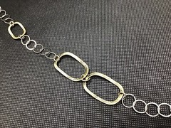 31″ Sterling Silver 925 Italy Circle Round Oblong Brass Link Necklace VTG Estate