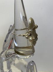 Handmade White Freshwater Stick Pearl Ring In Sterling Silver Size 7 3/4