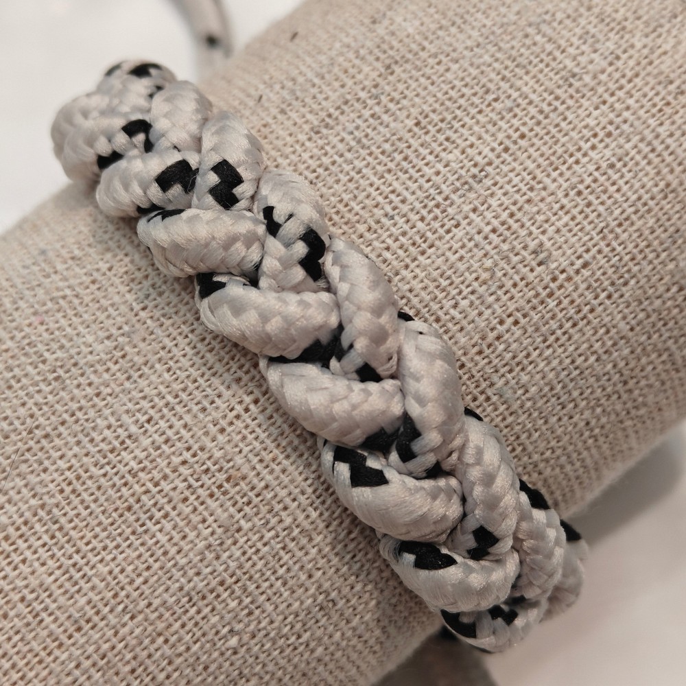 Black White Braided Paracord Bracelet Adjustable Sliding Knot String Gorpcore