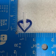 10 Blue Glass Heart Tube Pendants 1.25in Hand Blown Art Jewelry Making Supply