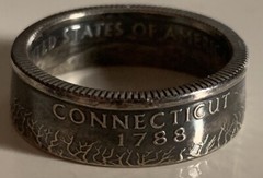 CT State Quarter Ring (Made with actual quarter) Handmade Connecticut 1999 Size8