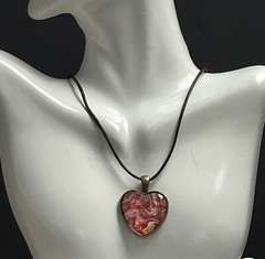 Acrylic Pour Heart Pendant On￼ A Leather Cord