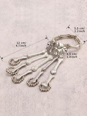 Bjesinmo Halloween Wristband Skull Fingers Metal Skeleton Hand Medium, Silver