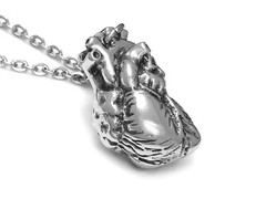 Anatomical Heart Necklace, Steampunk Jewelry Anatomy Pendant Goth Nurse Charm