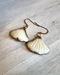 Earrings Statement Earrings Handcrafted Artwork White Floral Ginkgo Flower