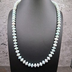 Opal Quartz Rondelle Necklace Sterling Silver Beads 18-20in Southwestern