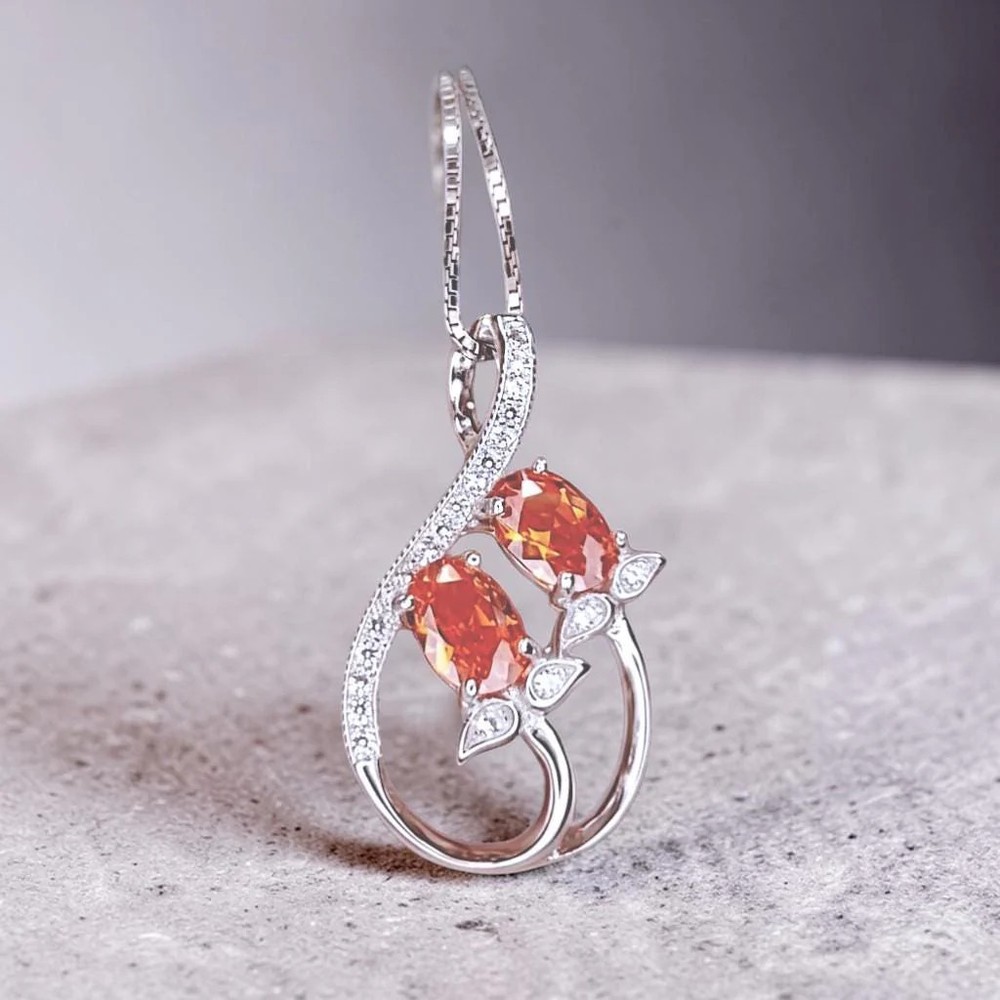 Red Orange Sunstone Necklace Spessartite Garnet Necklace – Sterling Silver