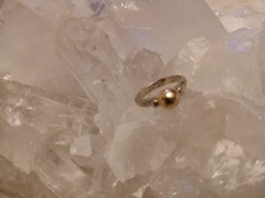 EDEN HAND ARTS 925 SILVER AND 14K GOLD, BALL RING I BELIEVE IT IS 5 OR 5.5