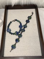 Natural Stone Bracelet 8” Healing Azurite Malachite Artisan Gemstone Jewelry EUC