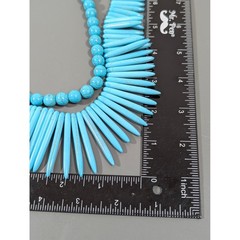Heavy Faux Turquoise Fringe Necklace 23″ Western Boho Statement