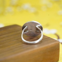 Size 8, Vintage Sterling 925 silver handmade ring with dendritic agate