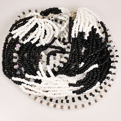 Multi-strand Crystal & Seed Bead Necklace w/Silver Tone Clasp 24-27″ FREE SHIPPI