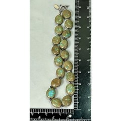 Chunky Green Blue Brown Matrix Fox Turquoise Necklace 18″- Sterling Silver 97.2g