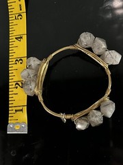 Bourbon And Bowties BB Signed Bracelet, Gold Tone with Brown Stones