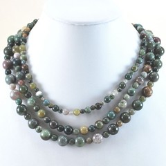 3 Strands Fancy Agate Necklace with Gold Tone Clasp 18-19″ FREE SHIPPING