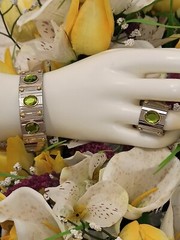 Peridot Bracelet and Ring Good Luck Jewelry Mom Birthday Gift 9ct Gems 19mm Wide