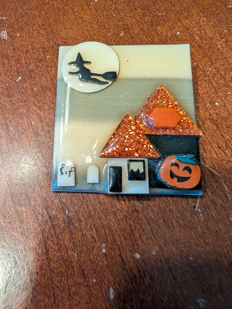 House Pins By Lucinda Halloween Ghosts Glitter Tower Black Cat RIP Gravestone