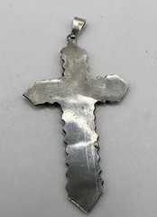 950 Sterling Silver Oxidized & Turquoise Cross Pendant (4.7g)