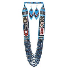 Handmade Seed Bead Necklace American Style Necklace Boho Beaded Necklace earring