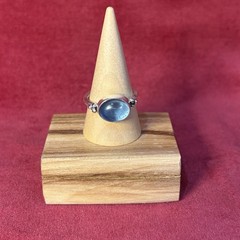 Handmade India Artisan Beaded Sterling Silver Statement Blue Iolite Ring 7.5