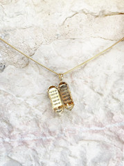 Torah Pendant with 0.10 Ct Natural Diamonds in Two Tone 14k Gold Jewish Symbol
