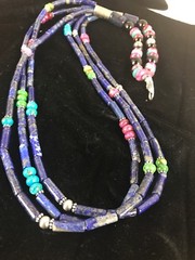Denim Lapis Multi Strands Navajo Sterling Silver Necklace 22″ 03342