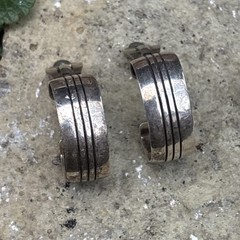 Happy Piasso Navajo Sterling Silver Clip On Hoop Earrings Native 925