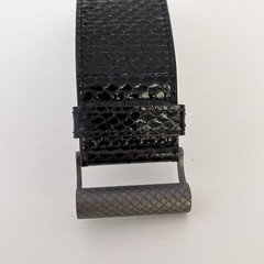 Bottega Veneta Leather Bracelet W/ Buckle Wide Black Metal Intrecciato Buckle S