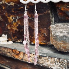 Handmade, Beaded, Statement Earrings in soft pinks, by Alaska Native