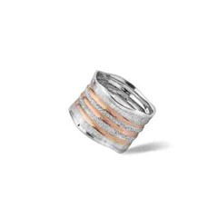14k White & Rose Gold Wedding Ring Ani Ledodi Vedodi Li Brushed Striped Jewelry