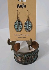 Anju India Jewelry Copper & Brass Patina Collection Earrings & Cuff Bracelet