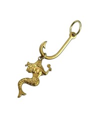 Mermaid Fish Hook Charm Nautical Beach Ocean Necklace Pendant Fishhook Brass