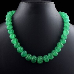 537.00 Cts Flower Carved Green Emerald Beaded Best Necklace Jewelry VK 21 E641