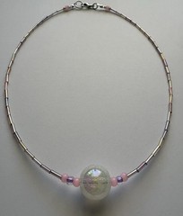 Iridescent Pink And Purple Glass Necklace