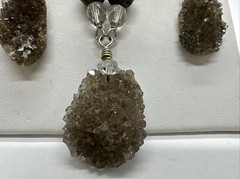 Deb Guyot Sterling Silver Smoky Druzy Quartz Necklace and Earring Set