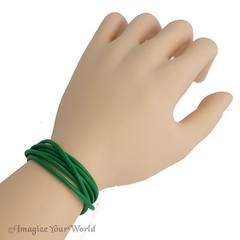 Green Leather Cord Multi Wrap Bracelet Custom Handmade to 72 inches USA necklace